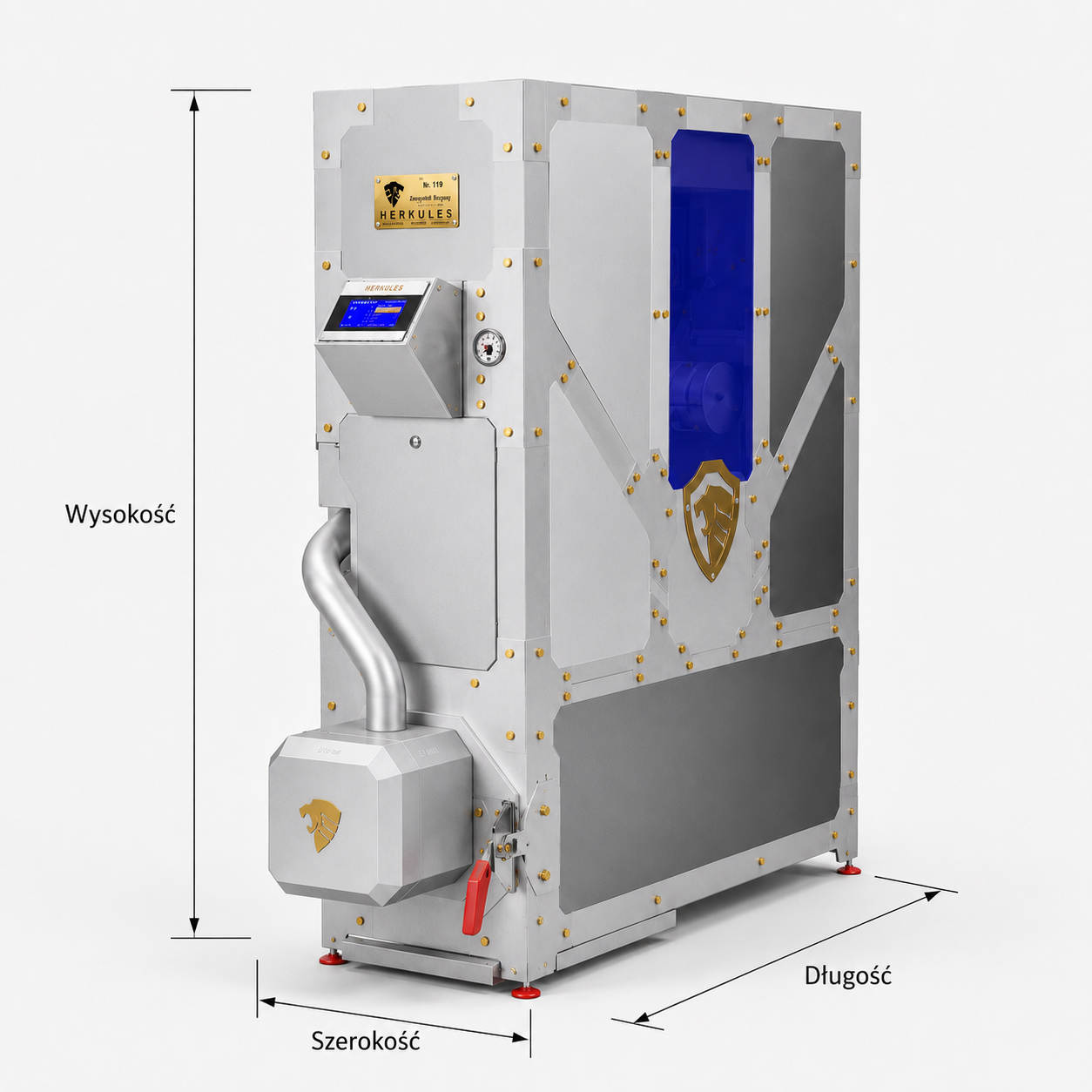 Wymiary kotła HERKULES 15 kW INOX